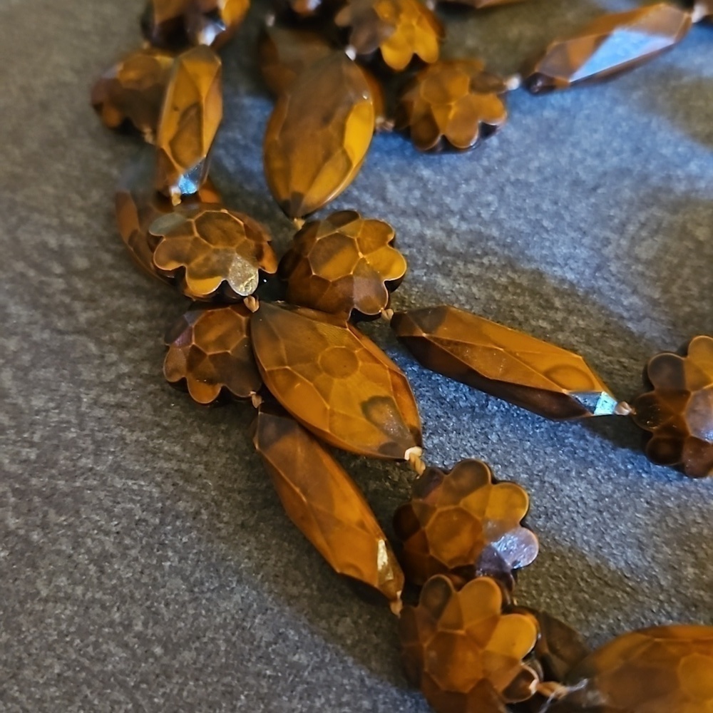 VTG Carved Floral Wood Knot Beaded Ethnic Infinity Festival Necklace - Picture 6 of 8